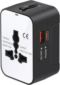Travel Adapter Fast Charge, GaN Worldwide All in One Universal Travel Adapter with PD3.0 Type C & USB-A Quick Charging Portable Wall Charger AC Power Plug Adapter for USA EU UK AUS, White
