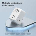 US to UK Plug Adapter, Foldable UK Travel Adapter with 4 AC Outlets 4 USB Ports(2 USB C), Type G Power Adapter for USA to Ireland England British Scotland London Hong Kong Singapore(1 Pack)
