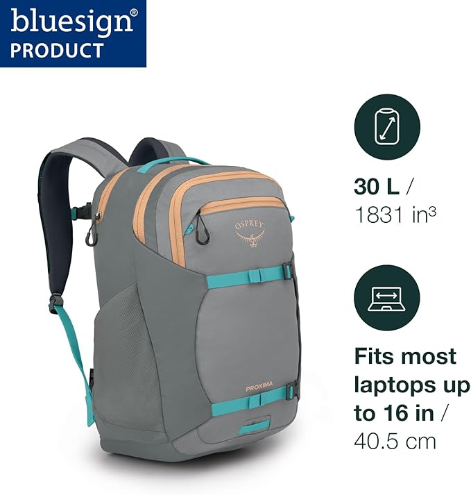 Osprey Proxima 30L Campus Laptop Backpack - Organized Everyday Pack with Tech Storage, Bottle Pockets, and Comfortable Carry - Perfect for College, Commute, and Travel, Kazuma Print/Toffee Orange