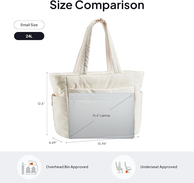 TOPEAST Tote Bag for Women Puffer Travel Carry On Bags with Laptop Compartment & Cup Holder Work Tote for Weekend Overnight