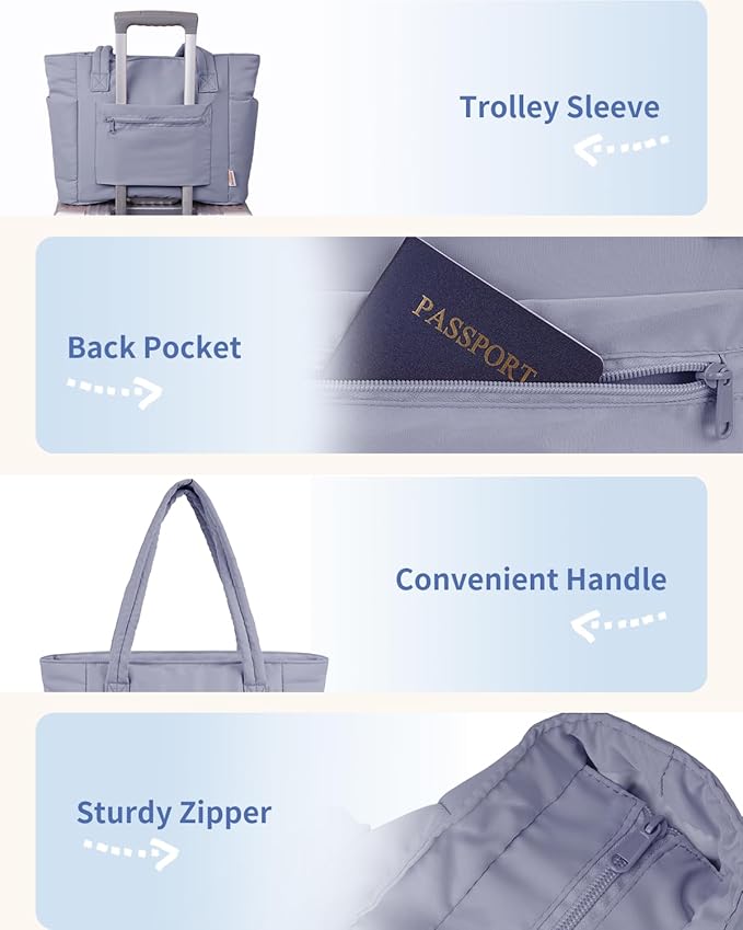 Wandering Nature Puffer Tote Bag with Cup Holder & Laptop Compartment & Trolley Sleeve for Travel, Work, Nurse, Women