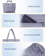 Wandering Nature Puffer Tote Bag with Cup Holder & Laptop Compartment & Trolley Sleeve for Travel, Work, Nurse, Women