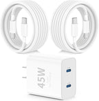 45W USB-C for iPhone 17 16 15 Pro Max Charger Fast Charging and Long Type C to C Cable Cord 10FT/6FT,PD 3.0 GaN Dual USB C Port Super Fast for iPhone 17 Pro/17 Air/16 Plus/15 Series/Pad/Galaxy S24/S25