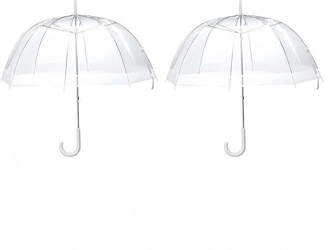 Clear Bubble Umbrella - Automatic Opening Clear Dome Umbrella with the Stylish J-Shaped Handle for Men and Women, Wedding, Outings and Large Group Gatherings, Graduations, Proms, or Daily City Walks