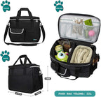 PetAmi Dog Travel Bag, Travel Pet Bag Organizer, Dog Food Travel Bag with Container Collapsible Bowls, Pet Travel Supplies Gift Accessories for Weekend Camping, Puppy Cat Diaper Bag, Black Medium