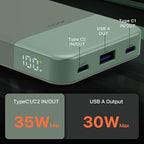 JUOVI Power Bank Fast Charging 10000mAh 35W Portable Charger Small Battery Pack with PD 3.0 & QC 4.0 Type-C USB-A Input Output Lightweight Phone Charger Compatible for iPhone Samsung iPad