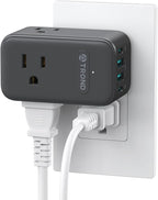 TROND Multi Plug Outlet Extender, 3 AC Outlet Adapter with 360 Rotating Plug, Black Power Splitter with PD 20W USB C Charger, A Compact Solution to Home Dorm Room Travel Cruise Essentials