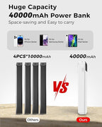 Portable Charger 40000mAh Power Bank - PD 22.5W Fast Charging Battery Pack, Built-in Cable Phone Charger 4 Output 3 Input, Compatible with iPhone 17 16 15 14 Android Samsung