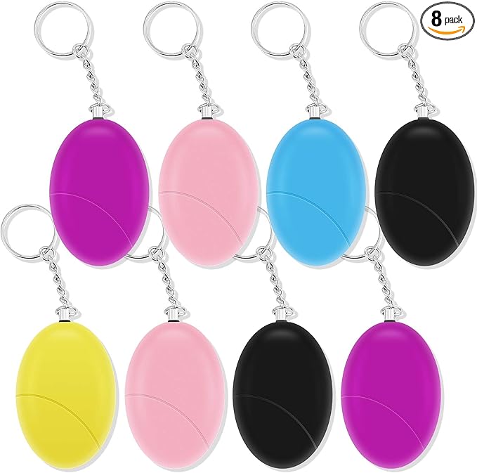Tellegloww 8 Pcs Personal Safety Alarm for Women 120db Loud Sound Personal Siren Self Defense Keychain for Women Elderly Joggers Night Workers