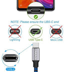 TAKAGI USB to USB C Cable (3Pack 6ft) USB A to Type C Cable Fast Charging Nylon Braided Data Sync Transfer Cord USB C Charger (Blue)