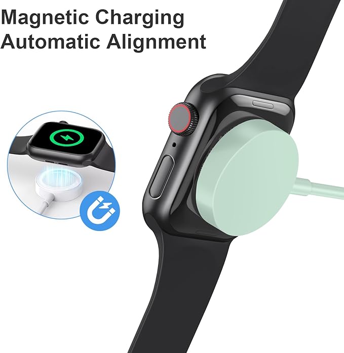 Fast Charger for Apple Watch Charger, Magnetic iWatch Charger to USB A Cable 3.3FT with USB A Wall Plug Adapter for Apple iWatch Series Ultra/10/9/8/7/6/SE/5/4/3/2 (Green)