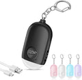 Hion Personal Safety Alarm for Women, Rechargeable 130dB Self Defense Alarm Keychain with LED Flashlight, Emergency Safe Sound Security for Children Elderly College Girls Men, Black