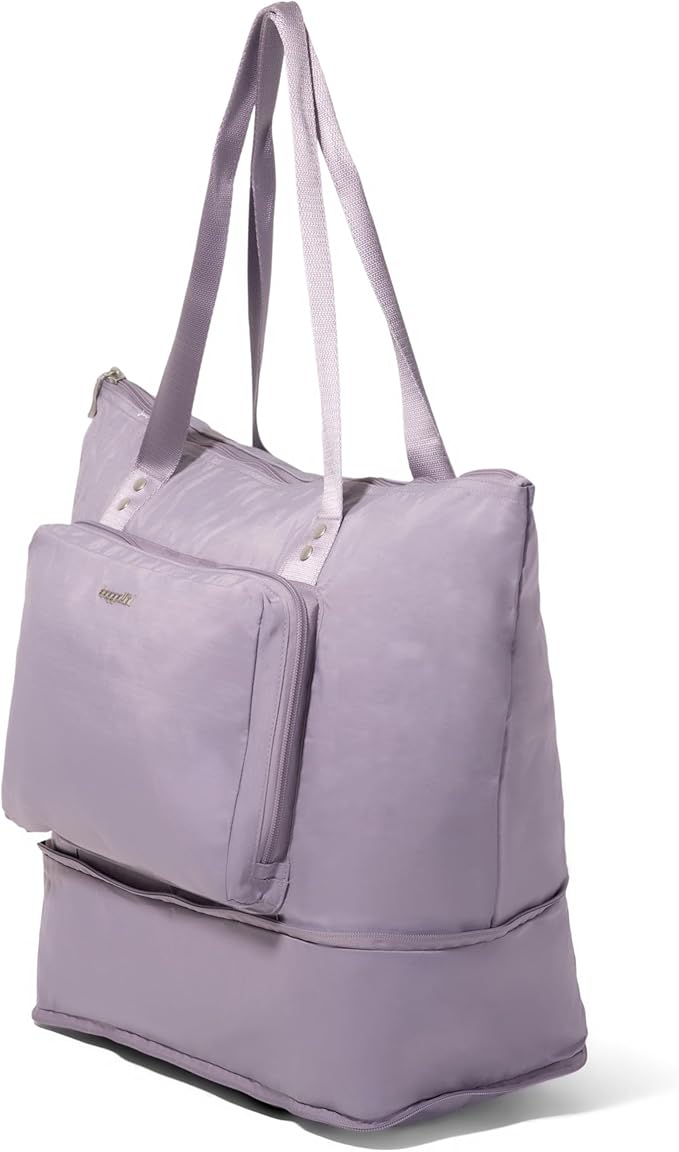 Baggallini Carryall Expandable Lightweight Travel Tote 22" Packable Folding Compact Nylon Washable Weekender w/Luggage Sleeve