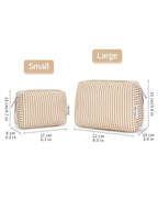Narwey Striped Makeup Bag Travel Cosmetic Bag Organizer Toiletry Bag Make Up Bags with Compartments for Women Girls (Large,Brown Stripe)