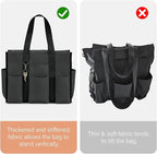 Becokan Large Tote Bag for Women Waterproof with 12 Pockets Top Zipper Closure Utility Teacher Nurse Bags for Work School