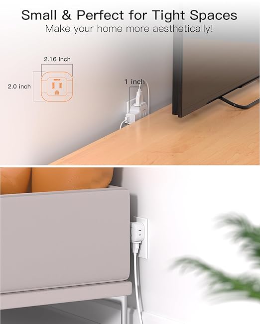 Multi Plug Outlet Extender 2 Pack, Wall Outlet Splitter with 5 Wall Outlets, Small Multiple Plug Extender, Cruise Essentials, Outlet Adapter No Surge Protector for Cruise Ship Home Office Dorm Room