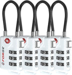 TSA Approved Cable Luggage Locks, Re-settable Combination with Alloy Body (White 4 Locks)