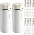 4 in 1 Travel Dispenser, Travel Bottles for Toiletries, Squeeze Leak Proof Dispenser Bottles with Scale and Label for Shampoo Lotion Shower Gel, Suitable for Travel, Camping and Gym(2 PC, White)