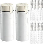 4 in 1 Travel Dispenser, Travel Bottles for Toiletries, Squeeze Leak Proof Dispenser Bottles with Scale and Label for Shampoo Lotion Shower Gel, Suitable for Travel, Camping and Gym(2 PC, White)