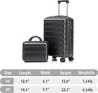 Kids Luggage Sets for Girls, 2 Piece Luggage Set, 20 Inch Rotating Wheel Suitcase with 14 Inch Cosmetic Case, Lightweight Hardshell Suitcase with 360° Spinner Wheels for Travel (Gray)