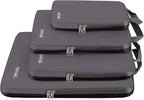 BAGAIL 4 Set/6 Set/8 Set Compression Packing Cubes Travel Accessories Expandable Packing Organizers (Cloth Pattern, 4-Dark Greyish)