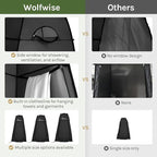 Wolfwise Pop Up Shower Tent, Portable Instant Changing Tent with Ventilation Window & Carry Bag, Privacy Bathroom Toilet for Beach, Camping & Outdoor, Width 47 ", Height 75 ", Black
