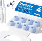 4 Pairs Replacement Ear Tips for AirPods Pro 2nd/1st Generation with Portable Storage Box & Cleaner Pen,Noise Reduction Holewith & Built-in dust Guard Screen,Silicone EarTips(Light Blue)