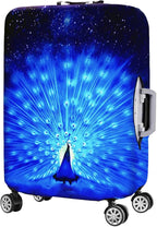 Suitcase Cover 3D Print Design Travel Luggage Protector Trolley Case Cover 26"-28" Sleeve, BluePeacock