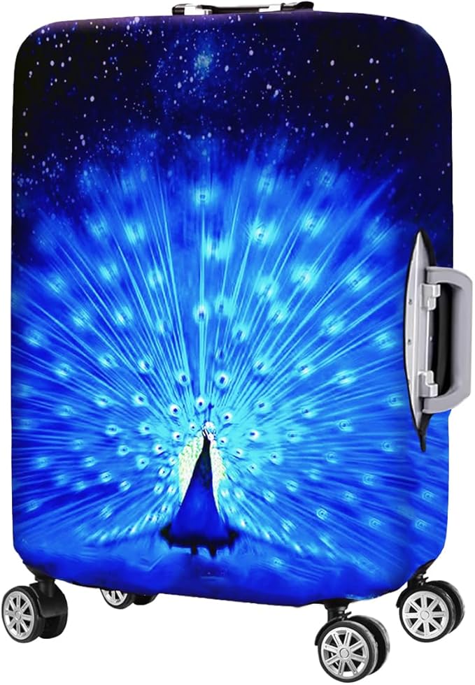 Suitcase Cover 3D Print Design Travel Luggage Protector Trolley Case Cover 26"-28" Sleeve, BluePeacock