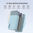 NOBIS Portable Charger, 20000mAh 65W Power Bank with 4 Output Ports, PD QC Fast Charging Travel Essential External Battery Pack for Laptop, MacBook, Phone, Pad (Blue)
