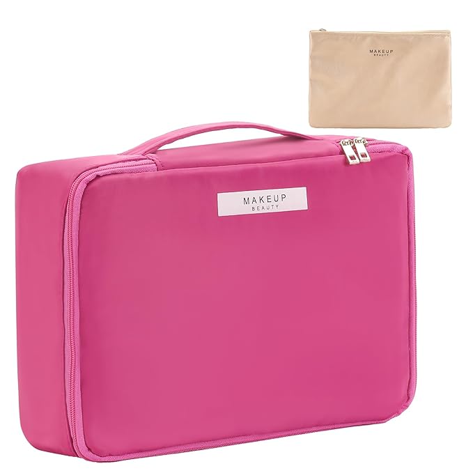 Queboom Travel Makeup Bag Cosmetic Bag Makeup Bag Toiletry bag for women and men (Rosy)