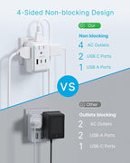 Type E F Travel Plug Adapter, VINTAR Germany France Plug Adapter with 4 Outlets 3 USB Ports (2USB C), Schuko Power Adaptor for US to Europe EU Spain Greece Iceland Korea Russia German French