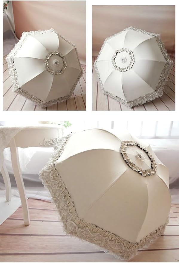URAWESO Vintage Lace Parasol Gothic Lolita Umbrella UV Sun Protection Witch Cosplay Photoshoot Props Party Decoration