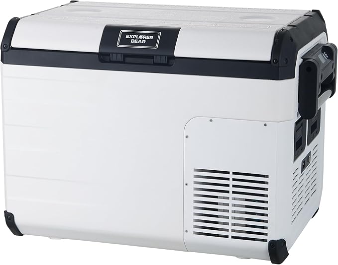 Explorer Bear Urban Series 37QT/35L 12V/24V Portable Battery Powered Electric Cooler Fridge Freezer Powered by LG Compressor (Battery Not Included)