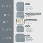 PFEYRPK Lightweight Compression Packing Cubes for Suitcases, Compressible Expandable Travel Packing Organizer with Clear Toiletries and Backpack Bag, Travel Essentials for Carry on Luggage 7 Set