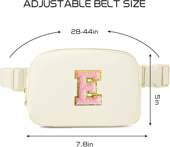 Gitus Personalized Gifts Birthday Gifts for Girls Fanny Pack Cross Body Bags with Initial Letter Preppy Stuff Gifts for Her Girlfriend Wife Sister Friends Mom (Ivory-E)