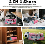Shoe Washing Machine Bag: Shoe Washing Bag Keeps Clean - Reusable Laundry Shoe Bag for Sneaker Tennis Shoes Unstain Cleaner Kit(Pink 2 Pcs)