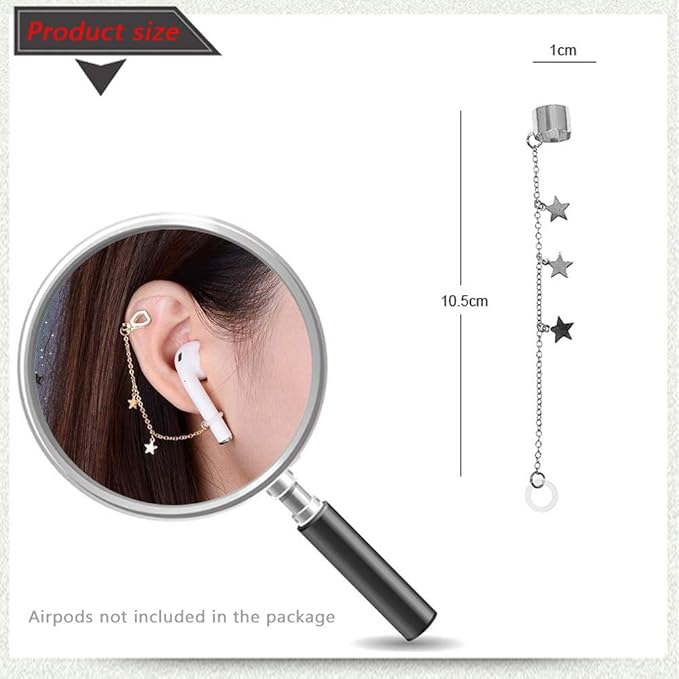 ZOSTLAND Compatible with 1 Pair Creative Earphone Anti Lost Earring Clip Earclip Strap Wireless Earhook Earbud Ear Bud Holder Connector for Airpods 1/2/Pro/3 Beats Fit Pro Sony(Star Silver)