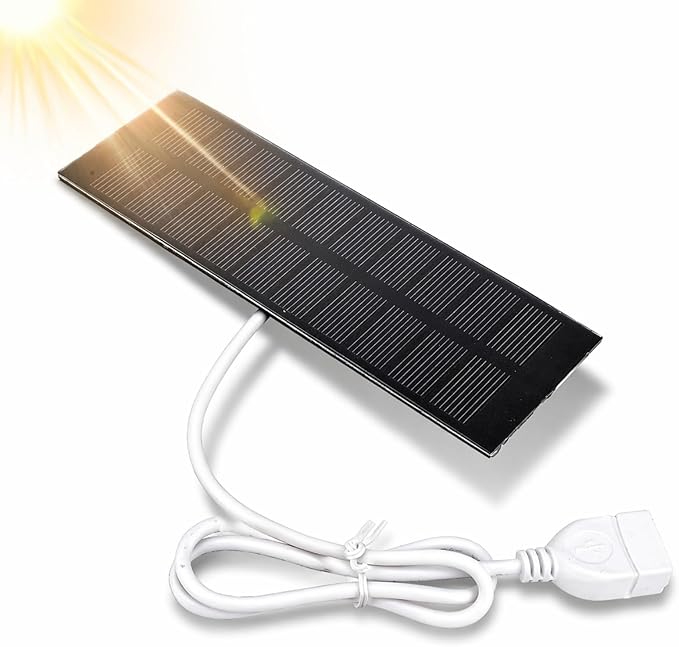 1W Portable Solar Panel, 5V USB Compact Solar Charger for Small Electronics Monocrystalline Silicon Mini Solar Panel Module for Camping Hiking Outdoor Adventures