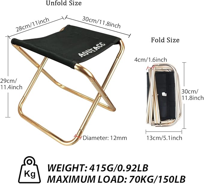 Ultralight Portable Folding Camping Stool for Outdoor Fishing Hiking Backpacking Travelling(XL:13"x14"x15";Large:11.8"x11"x11.4"; Medium:8.3"x9.5"x 11")