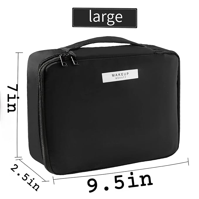 Queboom Travel Makeup Bag Cosmetic Bag Makeup Bag Toiletry bag for women and men (Black)