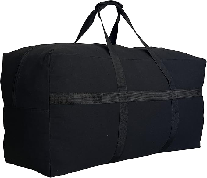 Extra Large Storage Canvas Duffle Bag with Zippers and Handles, Big Foldable Duffle Bag for Travel 80L