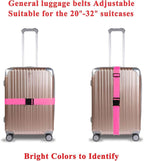 2 Pack Suitcase Belts, Adjustable Luggage Straps, Bright Colors Travel Packing Straps with Quick Release Buckle (Pink)