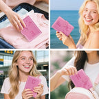 Passport Holder Cover Initail Letter A-Z Travel Wallet Embossed Design RFID Blocking Card Holder Personalized Gift Passport Cover Wallet, Passport Book Holders for Women and Girls, Pink-E