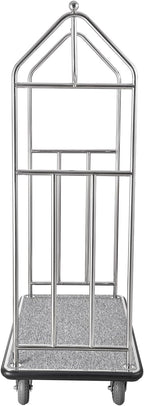 VEVOR Hotel Luggage Cart, Brushed Stainless Steel Finish Bellman's Cart, Valet Cart with Grey Carpeted Deck and 6-inch Rubber Wheels, Ideal for Hotels, Condos, Resorts, Silver