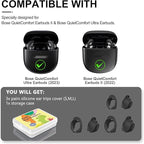 [3 Pairs] Ear Tips Cover for Bose QuietComfort Earbuds II (2022) &Bose QuietComfort Ultra Earbuds (2023), Silicone Sport Ear Hook Cover, Anti-Slip Replacement Eartip Accessories (S,M,L) (Black)