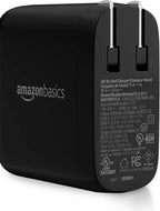 Amazon Basics 68W Two-Port GaN Wall Charger with 2 USB-C Ports (60W, 18W) with PD for Laptops, Tablets & Phones (iPhone 16/15/14/13/12/11/X, iPad, MacPro, Samsung, More), Non-PPS, Black