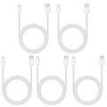 Smays USB to USB C Cable 6ft 5-Pack, Type C Phone Charger Cord Bulk, White