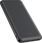 Power Bank 10000mAh Portable Charger, Slimmer Battery Pack 5V/3A with USB C Input & Output, Travel Essentials Powerbank Compatible for iPhone, Galaxy, LG, Sony, Pixels, Tablets and More (Black)