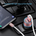 Fast USB Car Charger for Samsung Galaxy A56/A55/A54/A53/A50/A17/A16/A15/A14/S26/S25/S24/S23/S22 Plus/Ultra/Note 20/A21/A31/A51 Quick Charge 3.0 Dual USB Rapid Car Charger with Type C Cable 3.3ft-Pink